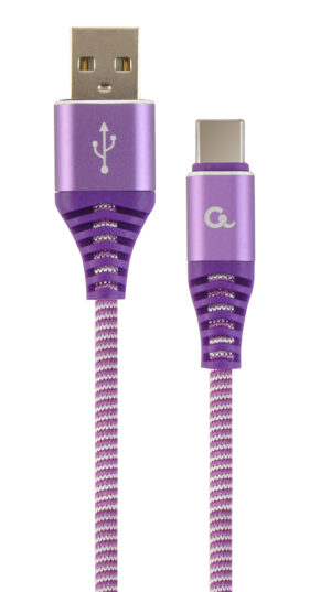 Premium USB-C laad- & datakabel paars/wit 2 meter