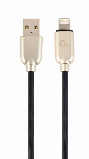 Premium 8-pin laad- & datakabel 'rubber' 2 meter zwart
