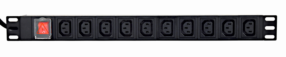 19'' stekkerdoos met schakelaar (PDU), 10-voudig C13, 1U, 16A