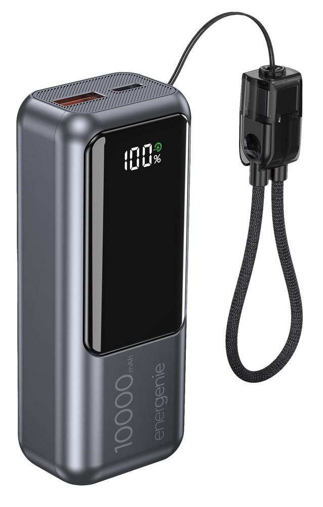 20 W compacte snelladende powerbank met LCD-display, 10.000 mAh, spacegrey