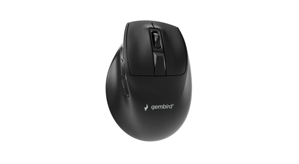 Triple-mode draadloze ergonomische muis met 9 knoppen, 2.4G+BT+USB, zwart